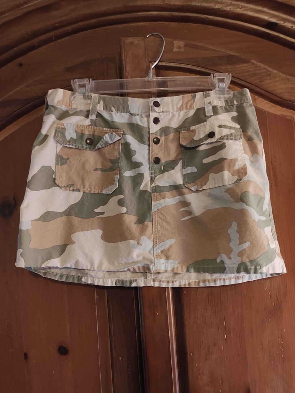 Abercrombie & Fitch Beige and Olive Camo Mini Skirt